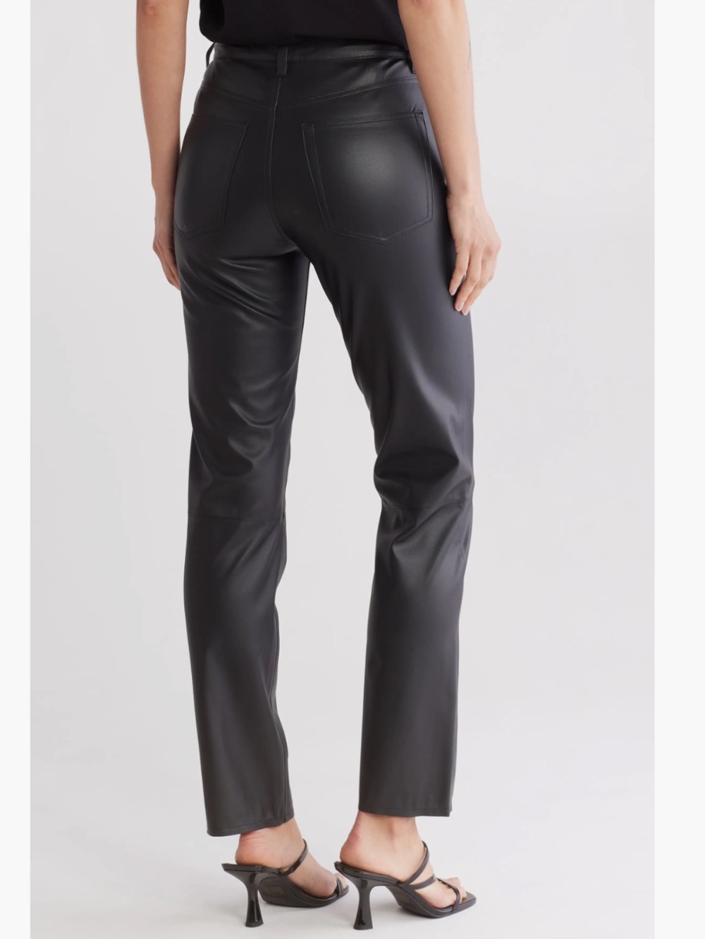 “Alexis Straight” AG Adriano Goldschmied Vegan Black Leather Jeans NWT $328